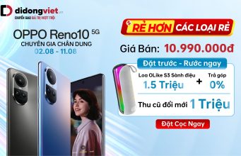 Di Động Việt nhận đặt trước OPPO Reno10, tặng quà trị giá 3,5 triệu đồng
