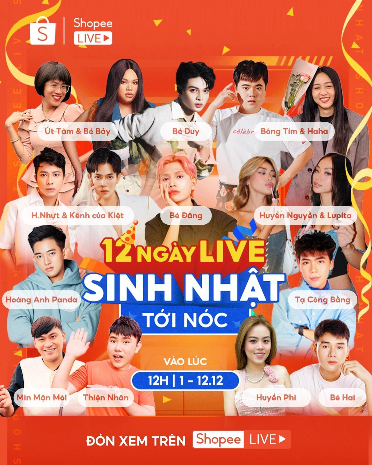 Mừng sinh nhật, Shopee chiêu đãi người dùng ưu đãi giảm đến 90% và loạt chương trình giải trí đặc sắc xuyên suốt 12 ngày trên sóng livestream Mừng sinh nhật, Shopee chiêu đãi người dùng ưu đãi giảm đến 90% và loạt chương trình giải trí đặc sắc xuyên suốt 12 ngày trên sóng livestream