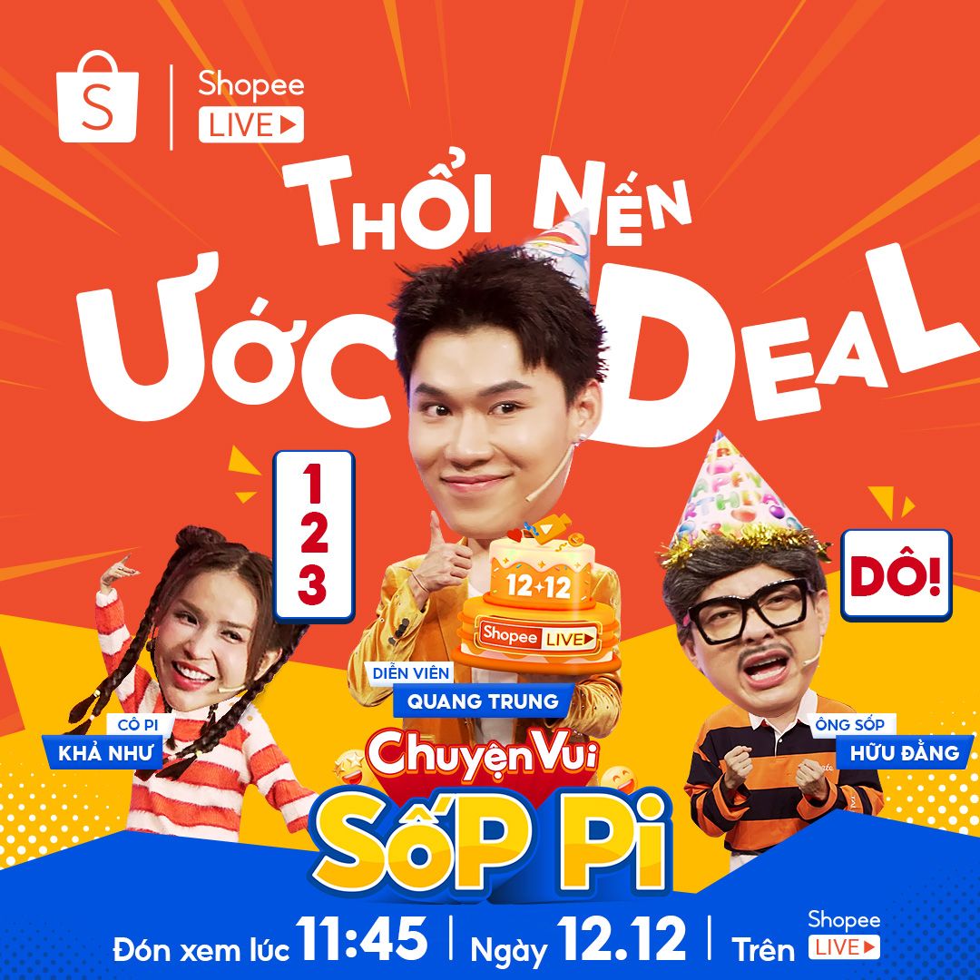 Mừng sinh nhật, Shopee chiêu đãi người dùng ưu đãi giảm đến 90% và loạt chương trình giải trí đặc sắc xuyên suốt 12 ngày trên sóng livestream Mừng sinh nhật, Shopee chiêu đãi người dùng ưu đãi giảm đến 90% và loạt chương trình giải trí đặc sắc xuyên suốt 12 ngày trên sóng livestream