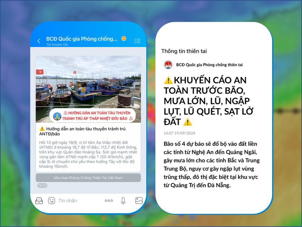 Hơn 12 triệu tin nhắn cảnh báo gửi tới người dân qua Zalo trước cơn bão số 4