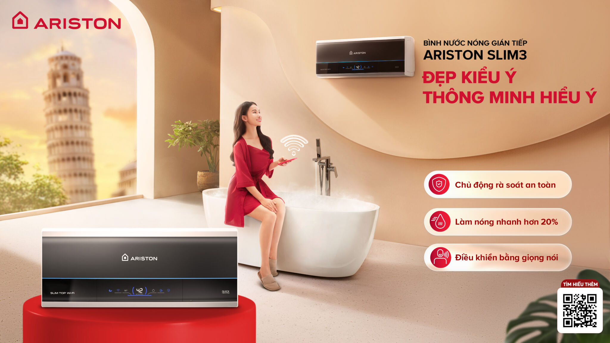 Ariston ra mắt bình nước nóng Slim3, mở ra kỷ nguyên thông minh trong không gian phòng tắm Ariston ra mắt bình nước nóng Slim3, mở ra kỷ nguyên thông minh trong không gian phòng tắm