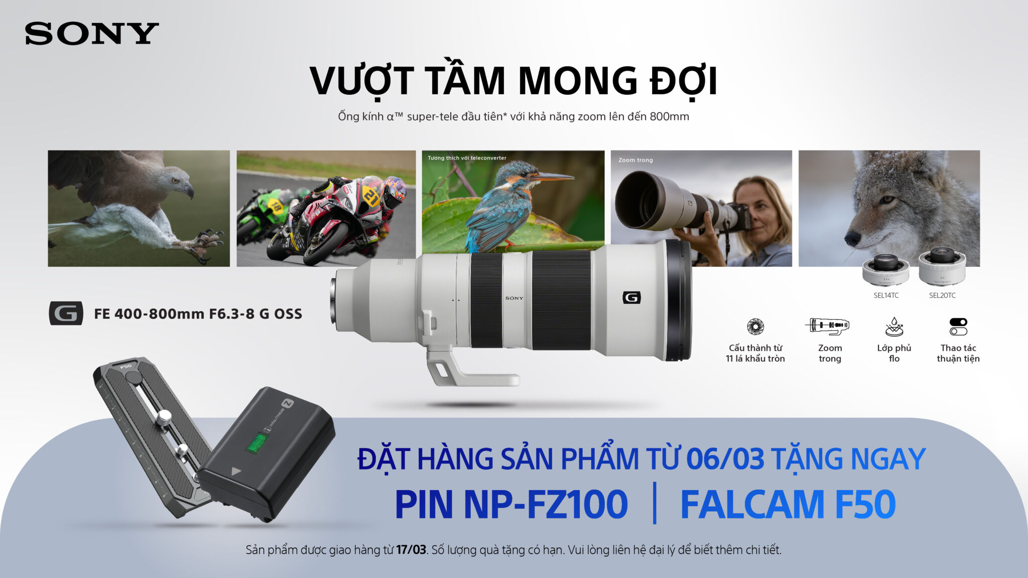 Sony trình làng FE 16mm F1.8 G và FE 400-800mm F6.3-8 G OSS: bộ đôi ống kính dòng G giúp mở rộng thế giới sáng tạo Sony trình làng FE 16mm F1.8 G và FE 400-800mm F6.3-8 G OSS: bộ đôi ống kính dòng G giúp mở rộng thế giới sáng tạo