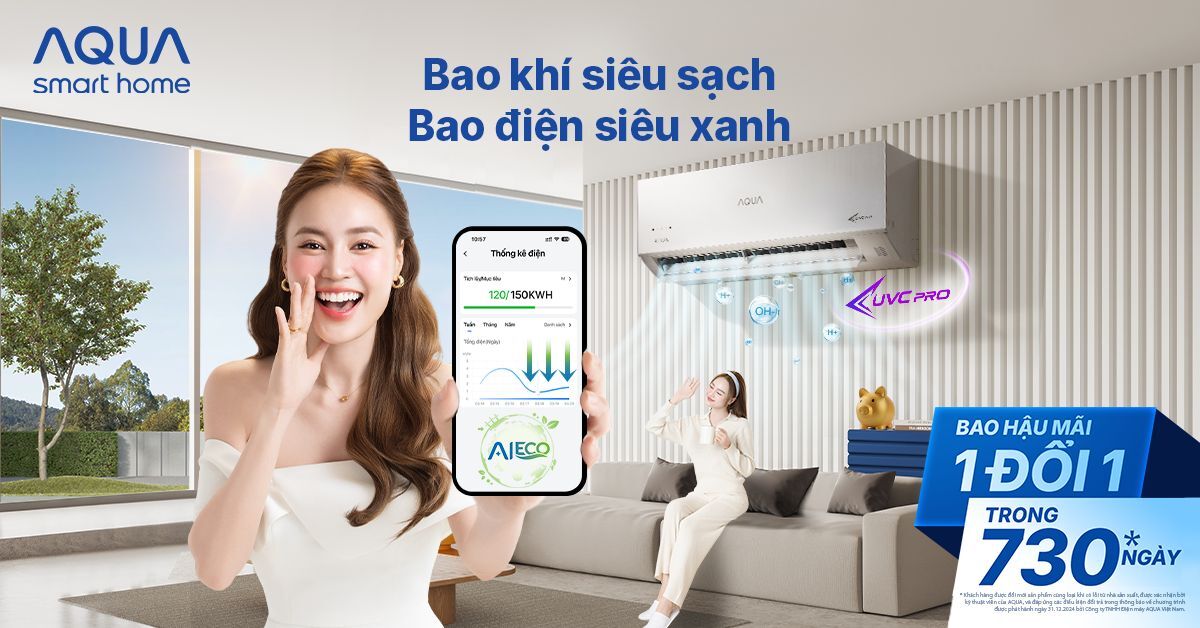 Điều hòa AQUA dẫn đầu thị trường Điều hòa AQUA dẫn đầu thị trường, với chính sách bảo hành 1 đổi 1 trong 730 ngày và nhiều chương trình khuyến mãi hè hấp dẫn