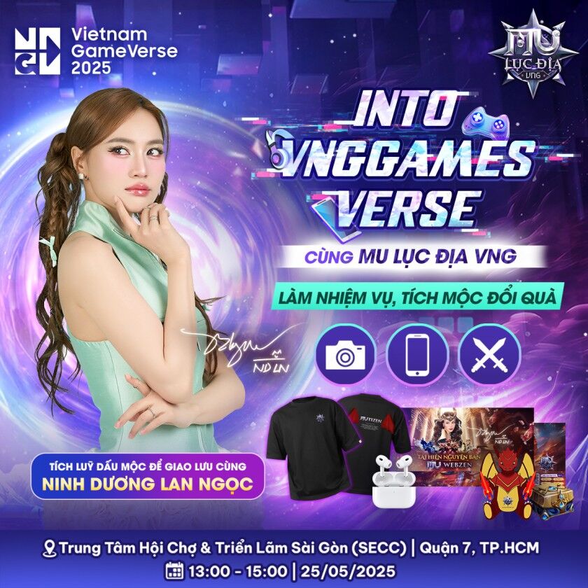 MU Lục Địa VNG cùng Diễn viên Ninh Dương Lan Ngọc xuất hiện tại GameVerse 2025 vào ngày 27/3/2025 MU Lục Địa VNG cùng Diễn viên Ninh Dương Lan Ngọc xuất hiện tại GameVerse 2025 vào ngày 27/3/2025