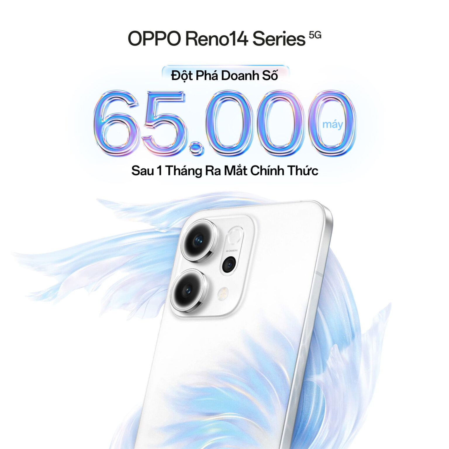 OPPO Reno14 Series đột phá doanh số với 65.000 máy bán ra chỉ sau 1 tháng ra mắt, tăng trưởng vượt trội ở phân khúc từ 10-20 triệu đồng