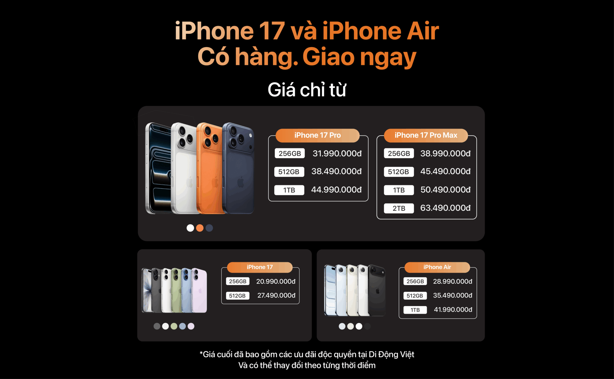 Hàng trăm khách hàng nhận iPhone 17, iPhone Air tại Di Động Việt Hàng trăm khách hàng nhận iPhone 17, iPhone Air tại Di Động Việt