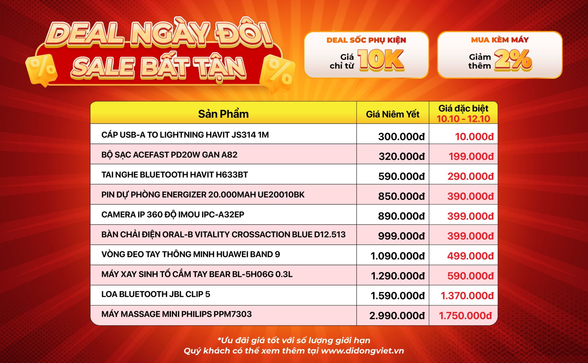 iFan và SamFan cùng săn sale 10/10 tại Di Động Việt: Loạt flagship giảm không tưởng, phụ kiện chỉ từ 10 nghìn đồng