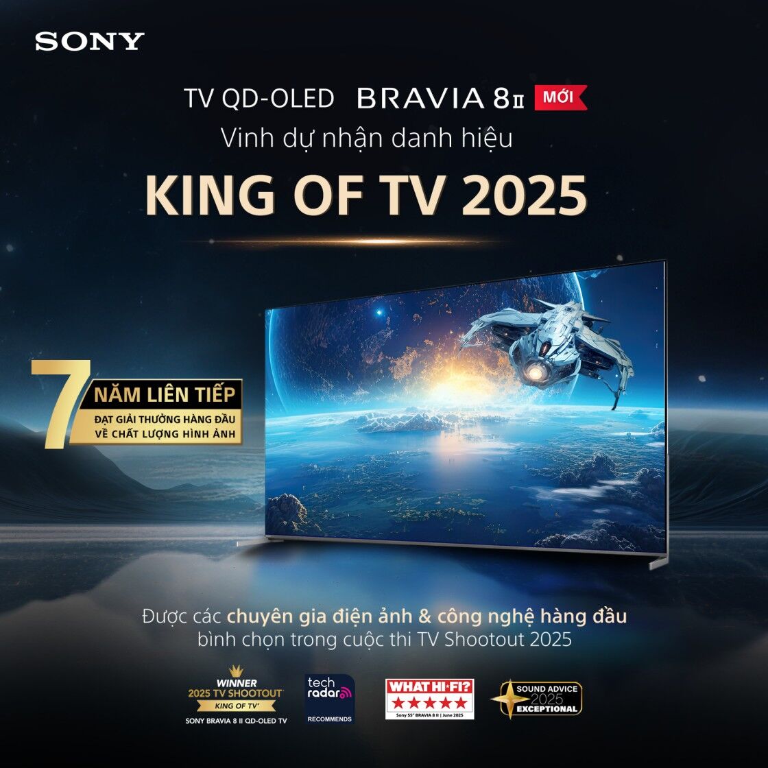 TV chuẩn rạp phim Sony BRAVIA 8 II lên ngôi “King of TV 2025”