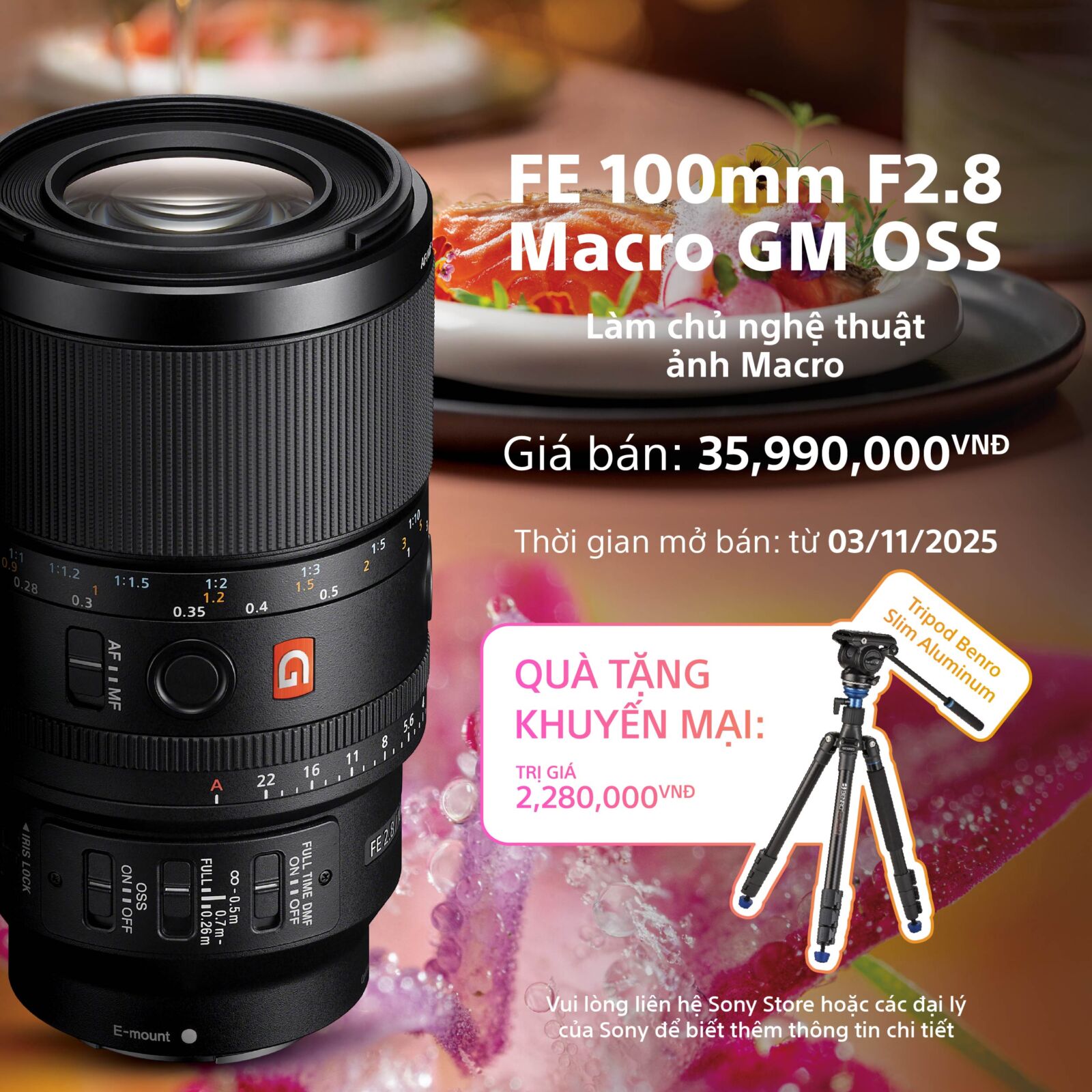 Sony FE 100mm F2.8 Macro GM OSS: Ống kính tele macro đầu tiên thuộc dòng G Master Sony ra mắt FE 100mm F2.8 Macro GM OSS: Ống kính tele macro đầu tiên thuộc dòng G Master