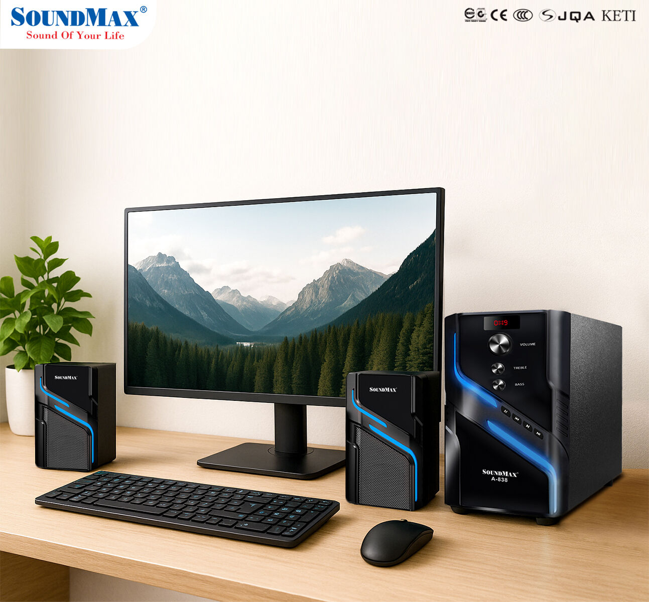 SoundMax A-838: Loa 2.1 gọn gàng, hiện đại, kết nối đa năng SoundMax A-838: Loa 2.1 gọn gàng, hiện đại, kết nối đa năng