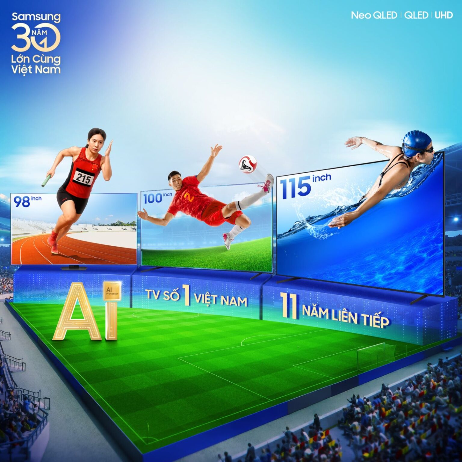 Samsung AI TV đồng hành FPT Play mang SEA Games 33 trọn vẹn đến từng gia đình Việt Samsung AI TV đồng hành cùng FPT Play mang SEA Games 33 trọn vẹn đến từng gia đình Việt