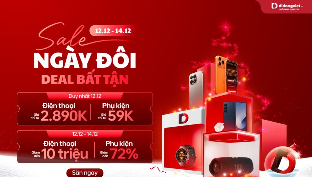 “Đại tiệc công nghệ” cuối năm tại Di Động Việt: iPhone 17 Pro Max giảm sâu, phụ kiện chỉ từ 59.000 đồng