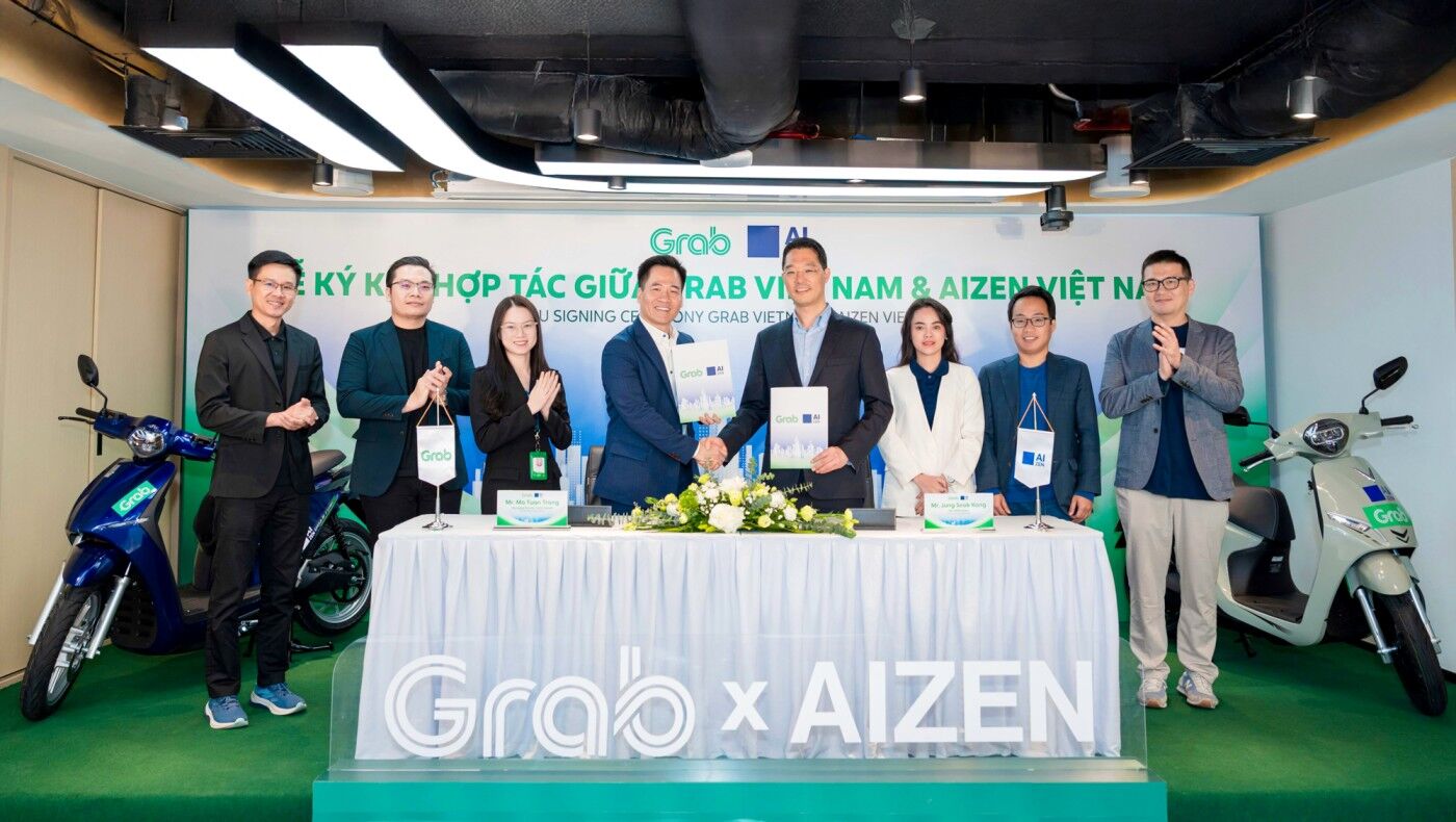Grab Việt Nam hợp tác với AIZEN Việt Nam mang đến giải pháp thuê xe máy điện cho đối tác tài xế Grab