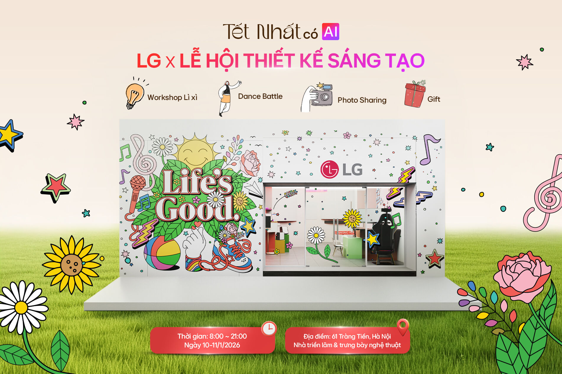 LG khởi động "Tết Nhà Là Tết Nhất" mùa 3 với MV “Tết Nhất Có AI” cùng triển lãm sáng tạo tại Hà Nội LG khởi động "Tết Nhà Là Tết Nhất" mùa 3 với MV “Tết Nhất Có AI” cùng triển lãm sáng tạo tại Hà Nội