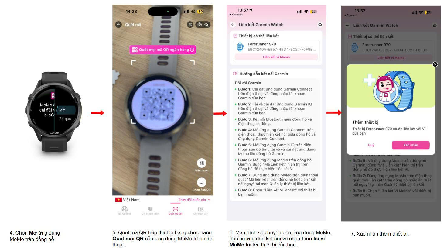 Cài đặt và sử dụng ví MoMo trên đồng hồ Garmin Cài đặt và sử dụng ví MoMo trên thiết bị Garmin