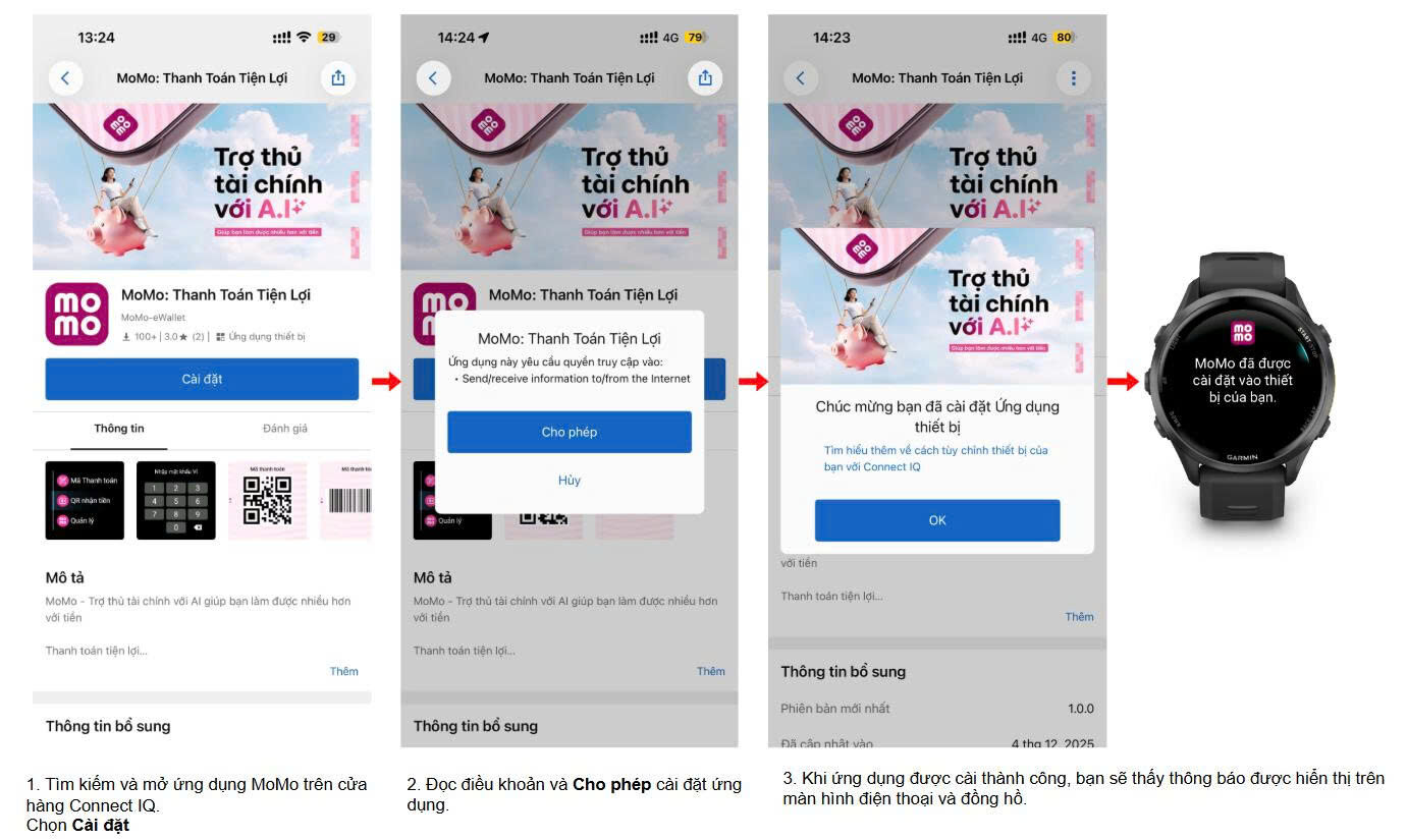 Cài đặt và sử dụng ví MoMo trên đồng hồ Garmin Cài đặt và sử dụng ví MoMo trên thiết bị Garmin