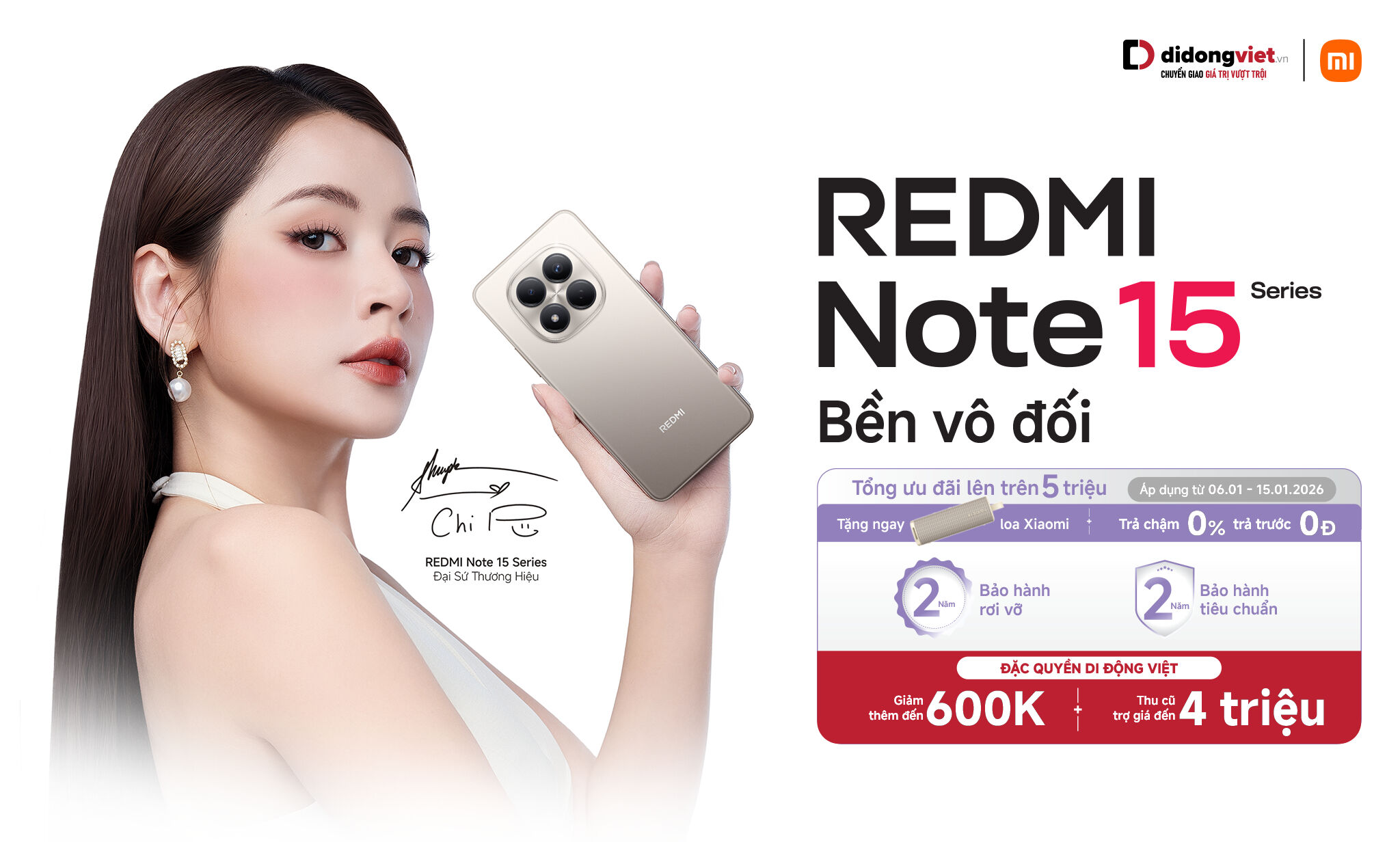 Sở hữu Redmi Note 15 series tại Di Động Việt với loạt ưu đãi, thu cũ - đổi mới trợ giá đến 4 triệu đồng Sở hữu Redmi Note 15 series tại Di Động Việt với loạt ưu đãi, thu cũ - đổi mới trợ giá đến 4 triệu đồng