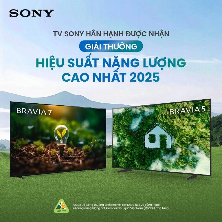 Sony dẫn đầu thương hiệu TV có hiệu suất năng lượng cao và được người dùng yêu thích Sony lập “cú đúp” giải thưởng: Dẫn đầu thương hiệu TV có hiệu suất năng lượng cao và được người dùng yêu thích