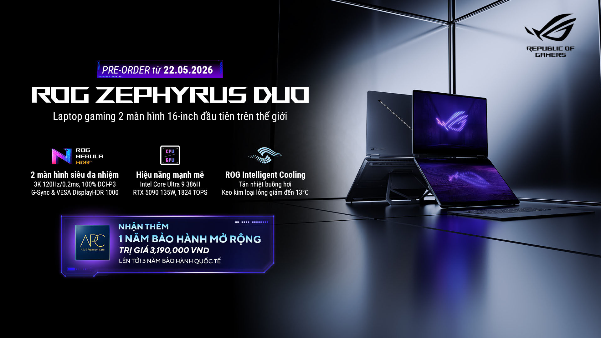 ASUS ROG mở đặt trước ROG Zephyrus Duo – Laptop gaming hai màn hình 16-inch đầu tiên trên thế giới ASUS ROG mở đặt trước ROG Zephyrus Duo – Laptop gaming hai màn hình 16-inch đầu tiên trên thế giới