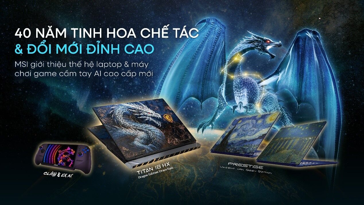 [Computex 2026] - MSI khẳng định vị thế dẫn đầu với siêu phẩm Titan 18 HX Dragon Edition Draco Epic và máy chơi game cầm tay Claw 8 EX AI+