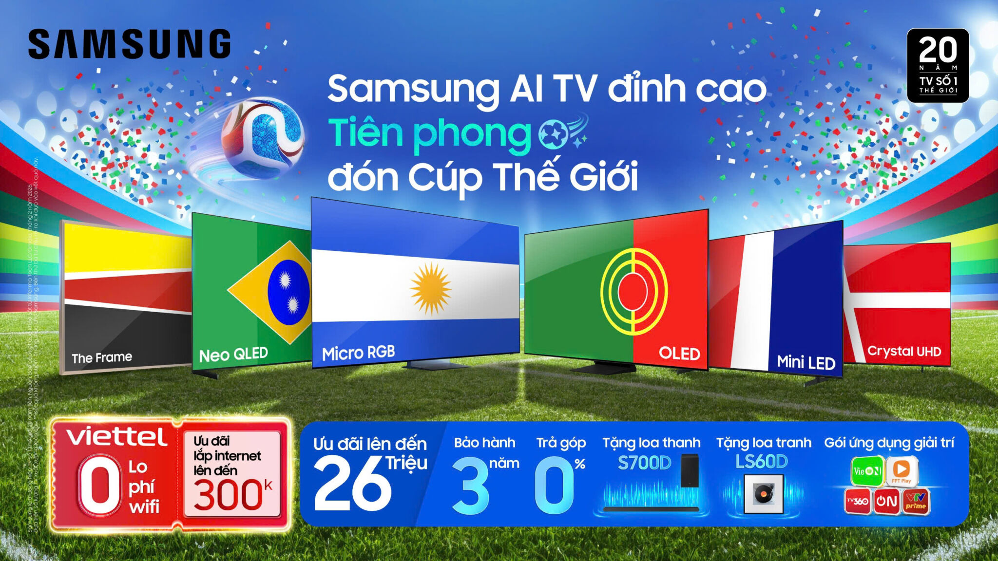 Samsung AI TV tung ưu đãi hấp dẫn, kết hợp cùng tính năng Vision AI Companion và Chế độ Bóng đá AI tối ưu cho trải nghiệm World Cup 2026