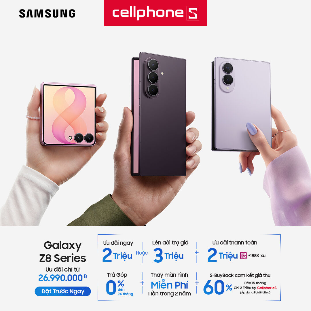 CellphoneS ưu đãi đến 5 triệu khi thu cũ lên đời Galaxy Z Fold8, Z Fold8 Ultra và Flip8 CellphoneS ưu đãi đến 5 triệu khi thu cũ lên đời Galaxy Z Fold8, Z Fold8 Ultra và Flip8