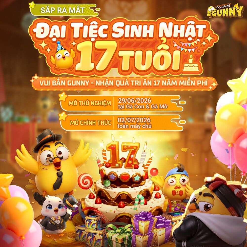 Gunny PC đãi đại tiệc sinh nhật 17 tuổi cùng cùng gói quà lên tới 1,7 triệu xu Gunny PC đãi đại tiệc sinh nhật 17 tuổi cùng cùng gói quà lên tới 1,7 triệu xu