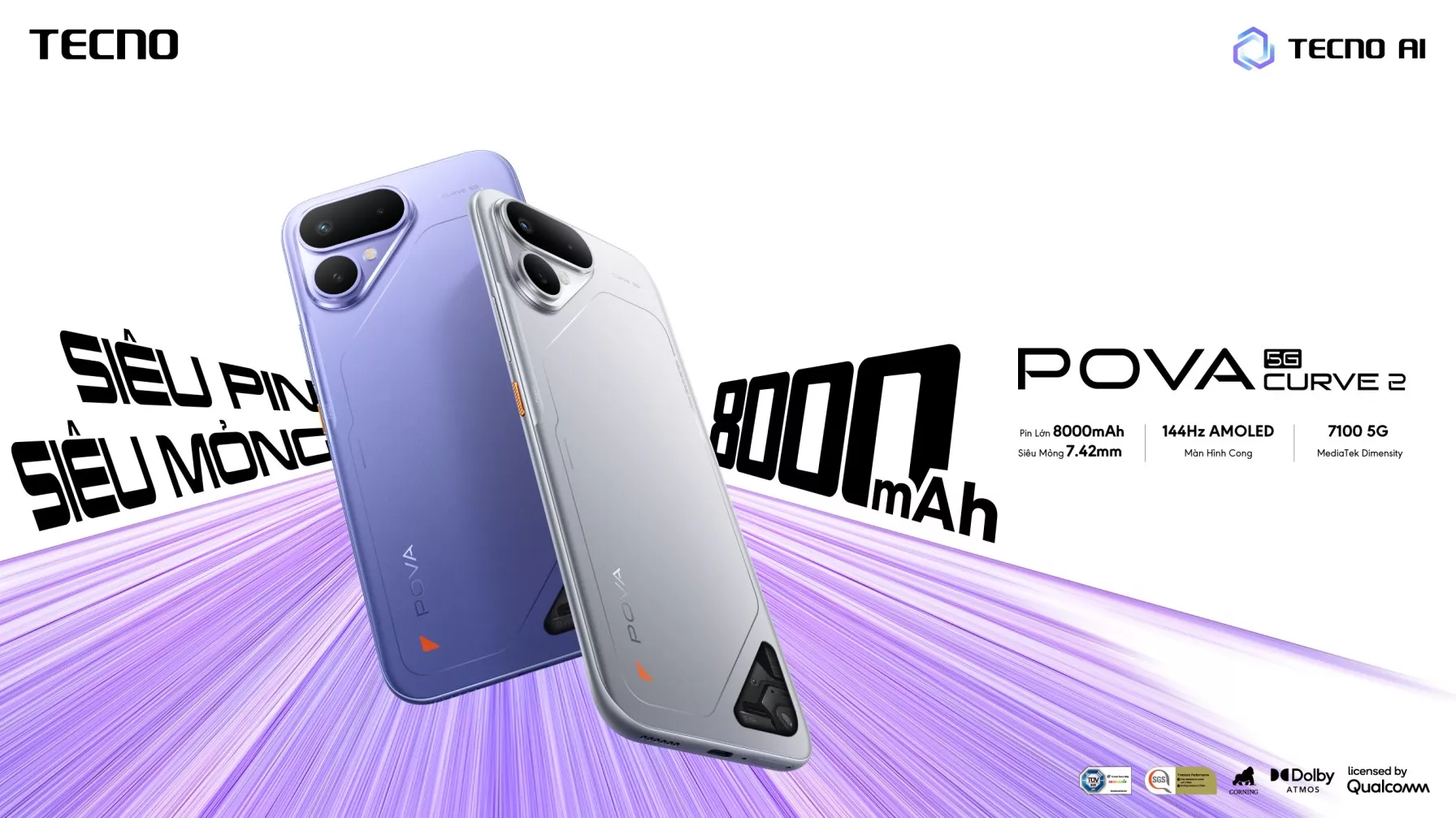 TECNO POVA Curve 2 5G "Siêu pin siêu mỏng 8000mAh" chính thức ra mắt tại Việt Nam